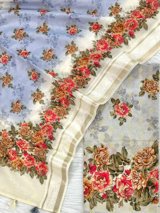 Banarasi Digital Printed Unstitched  Suit with Dupatta