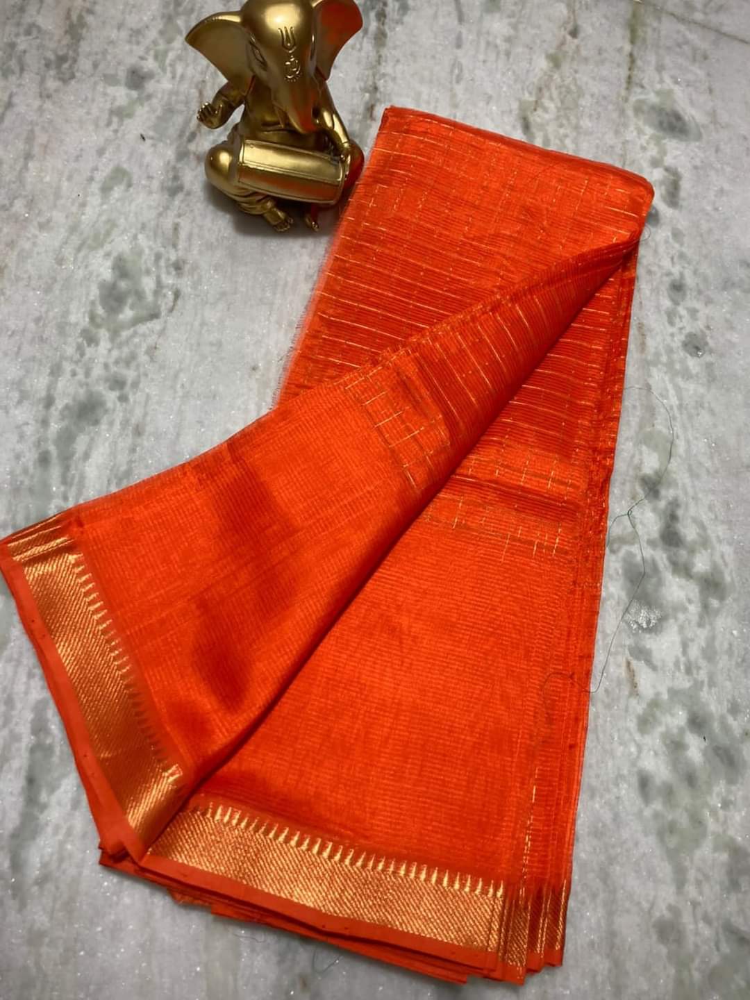 Pure Cotton Silk Mangalagiri Saree With Running Blouse .
