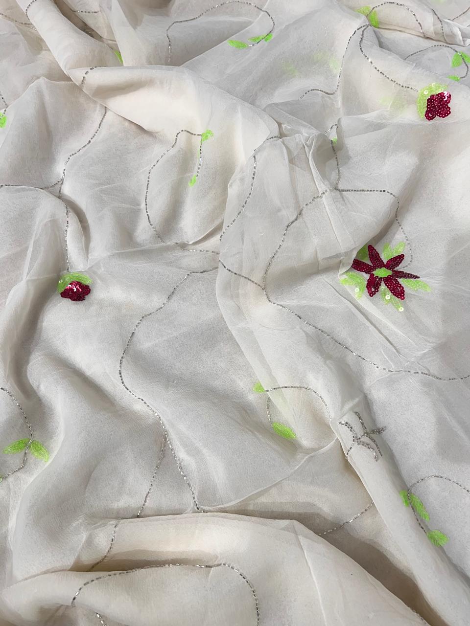 Pure Diamond Chiffon  Handwork Saree