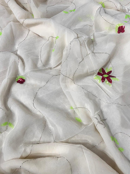 Pure Diamond Chiffon  Handwork Saree