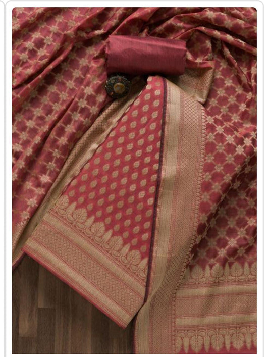 Banarasi Zari Work Unstitched Suit with Dupatta