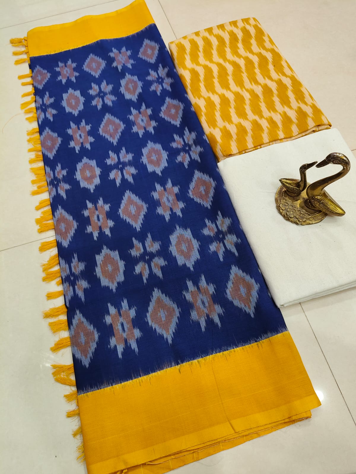 Beautiful Pure Cotton Double Ikkat Unstitched Suit.