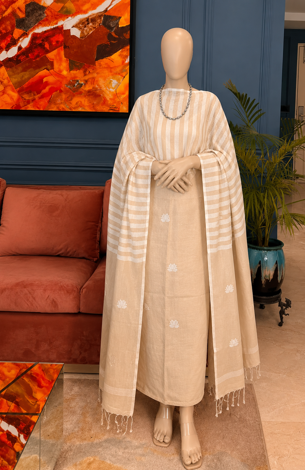 Pure Cotton Jamdani Unstitch Suit.