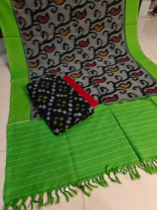 Pure Cotton Double Ikkat Unstitched Suit.