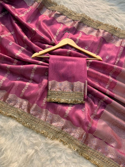 Banarasi Tissue Silk Tilfi Meena Work Saree.
