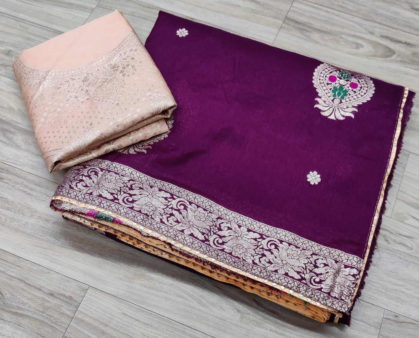 Pure Dola Silk zari Work Saree With Blouse