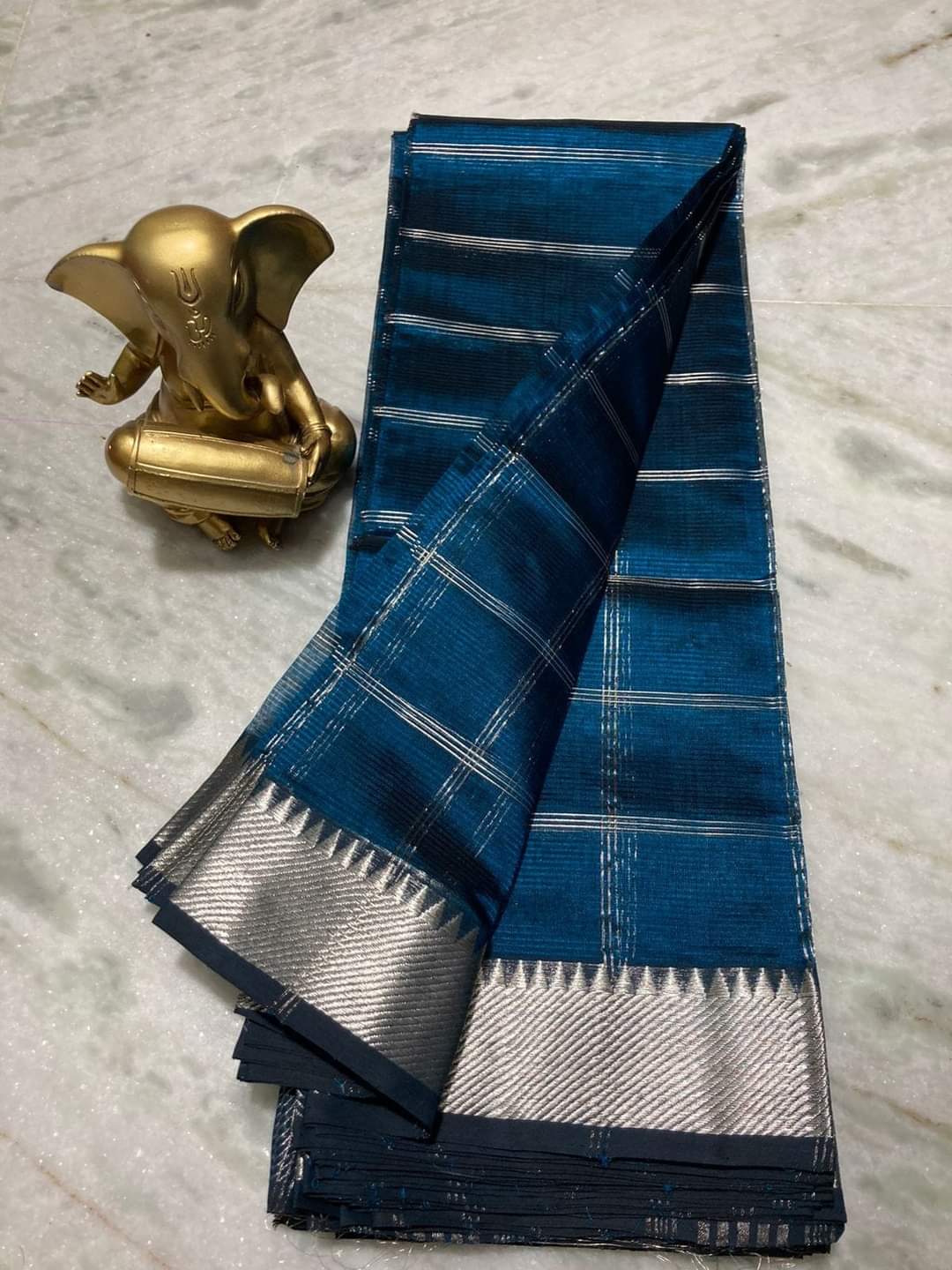 Pure Cotton Silk Mangalagiri Saree With Running Blouse.