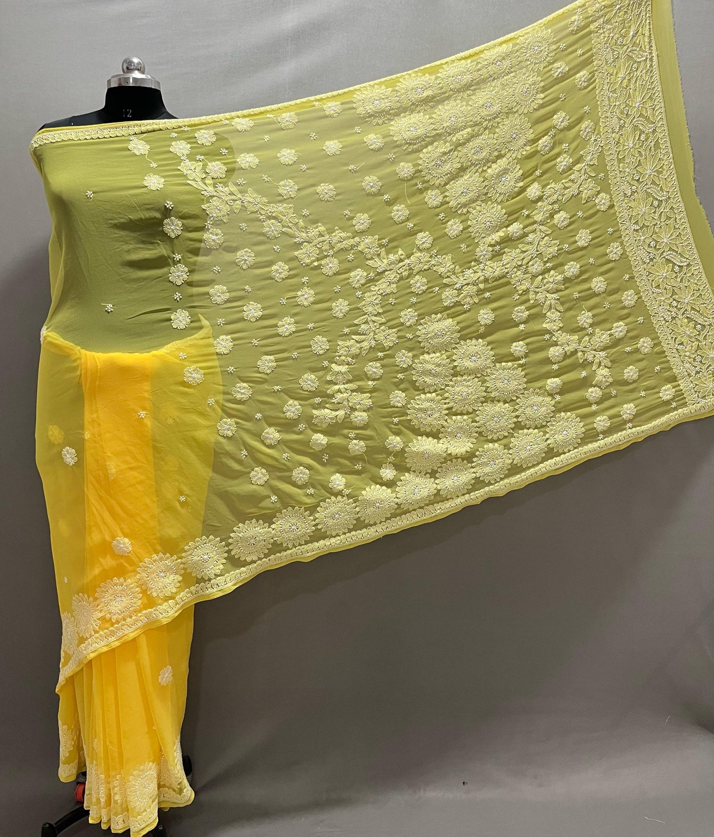 Pure Georgette Chikankari Work Saree.