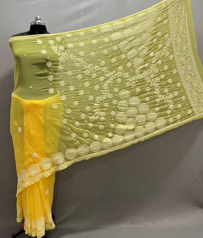 Pure Georgette Chikankari Work Saree.