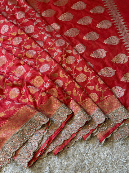 Handloom Banarasi Mashru Khaddi Soft Silk Saree.