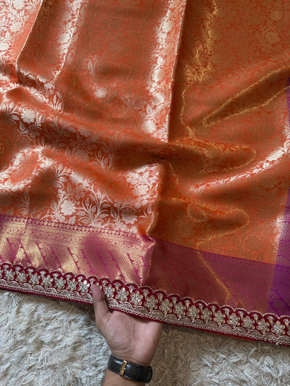 Banarasi Kanjivaram Tissue lace Work Soft Silk Saree.