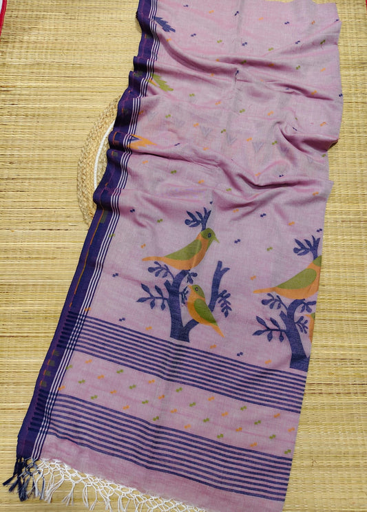 EXCLUSIVE PRIMIUM QUALITY HAND WEAVING SOFT PURE MUL COTTON JAMDANI SAREE .