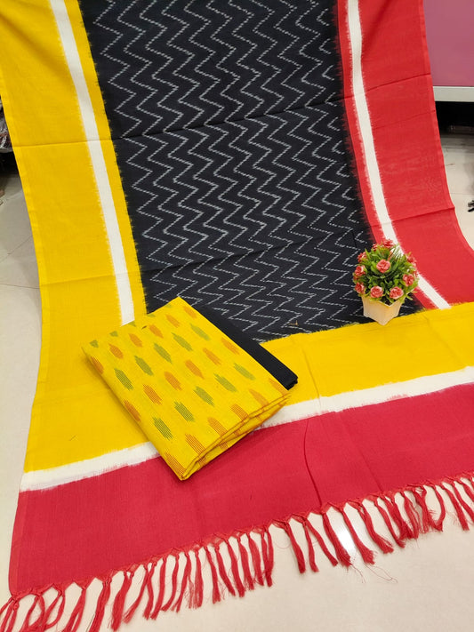 Pure Double Ikkat Cotton Unstitched Suit.