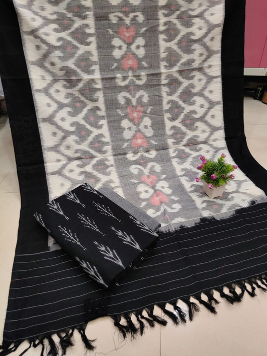 Pure Double Ikkat Cotton Unstitched Suit.