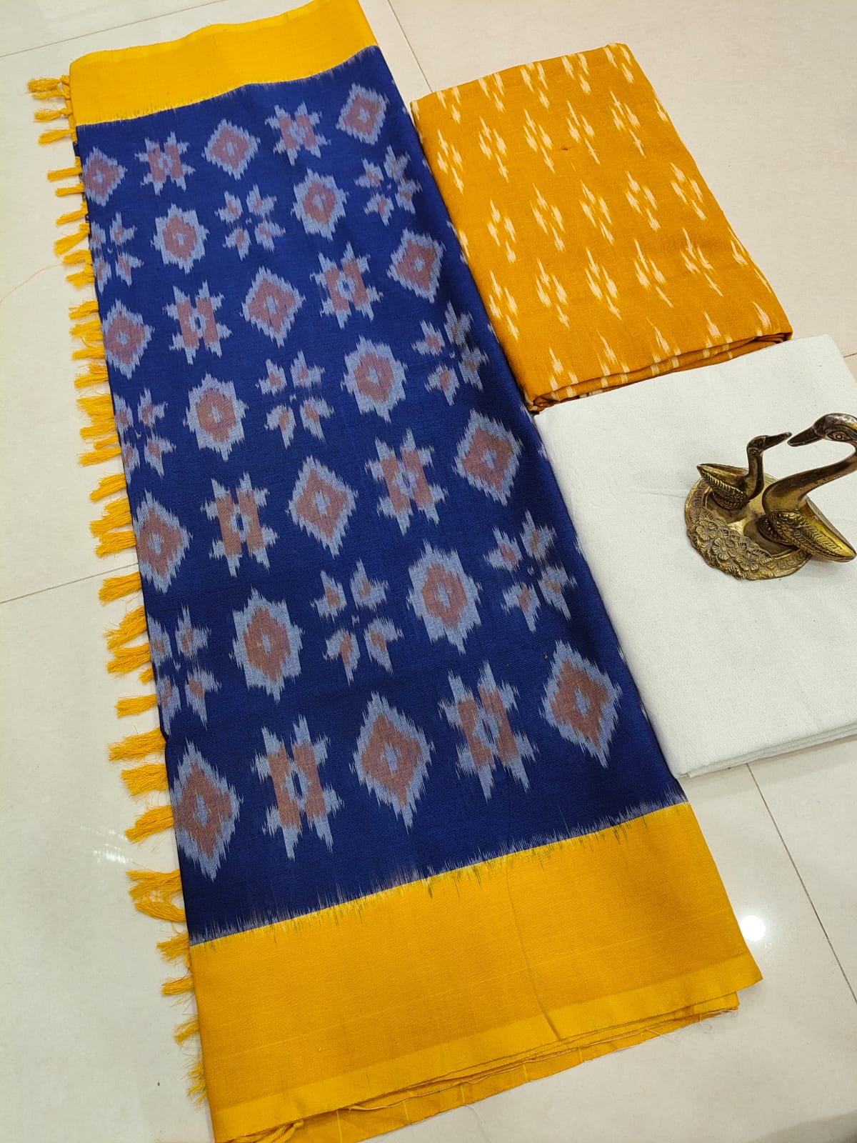 Beautiful Pure Cotton Double Ikkat Unstitched Suit.