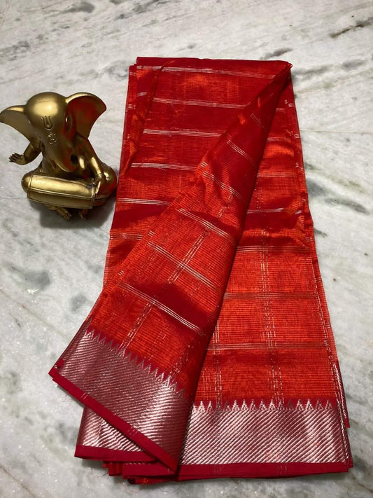 Pure Cotton Silk Mangalagiri Saree With Running Blouse.