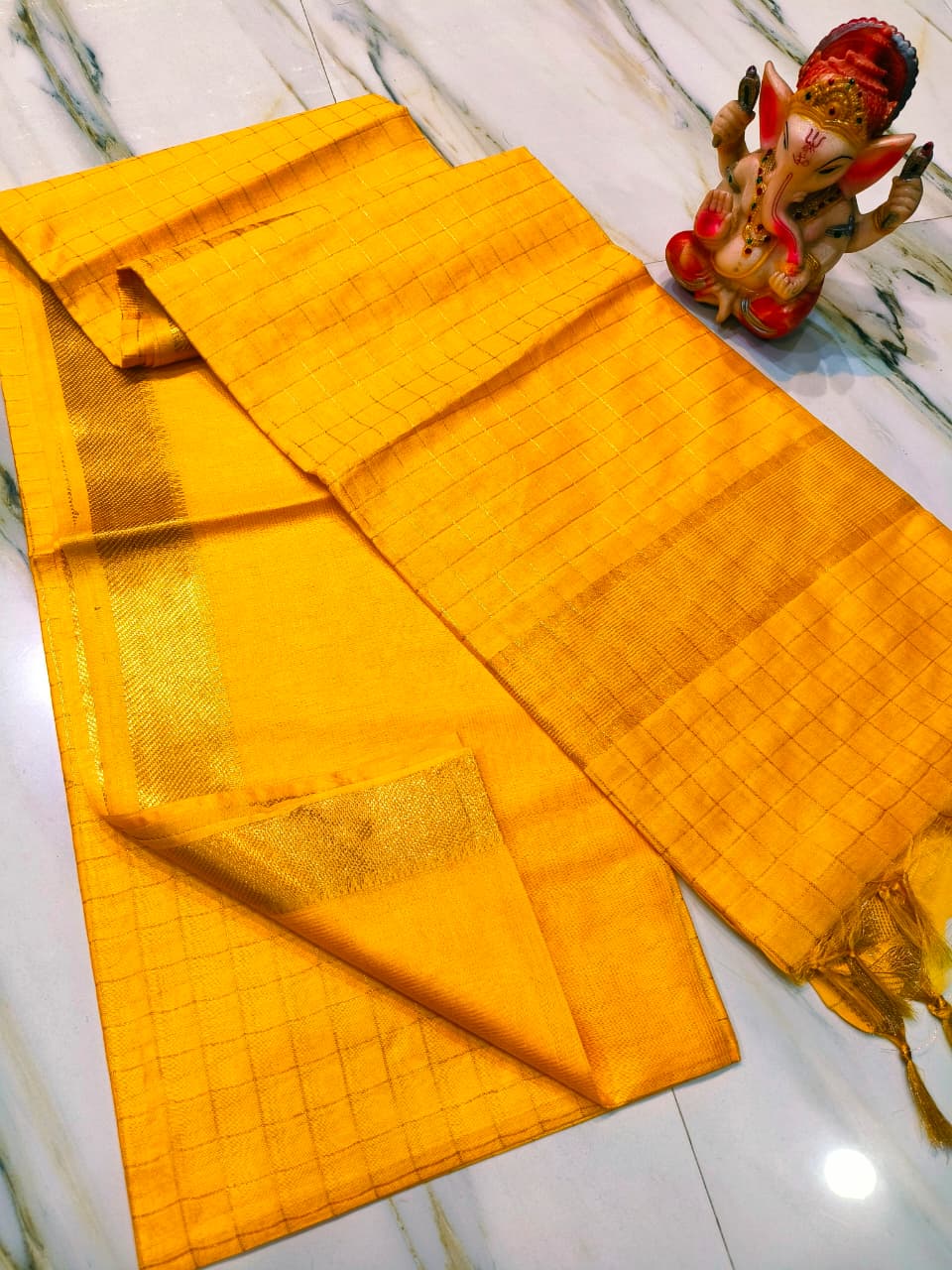 Pure Cotton Silk Mangalagiri Saree With Running Blouse.