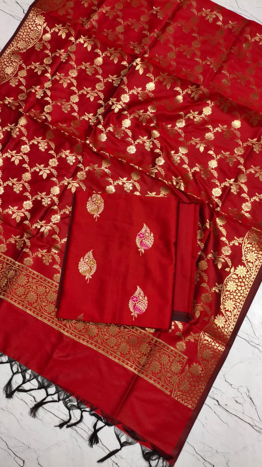 Banarasi Zari Work Unstitched Suit with Dupatta.