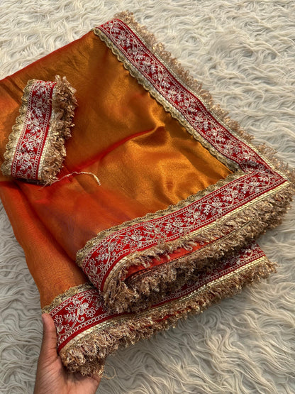 Banarasi Tissue lace Work Soft Silk Saree