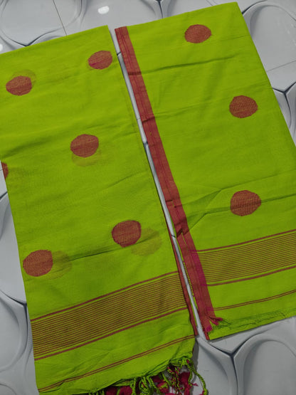 Pure Maheswari Silk Cotton Handwoven Unstitch Suit.