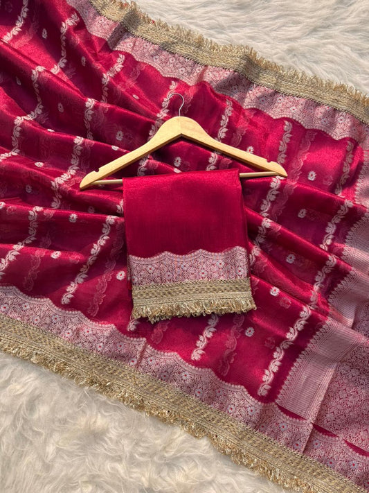 Banarasi Tissue Silk Tilfi Meena Work Saree