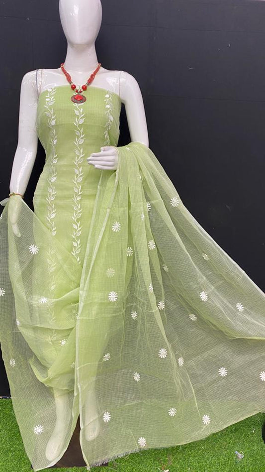 Pure Kota Doria Unstitched suit.