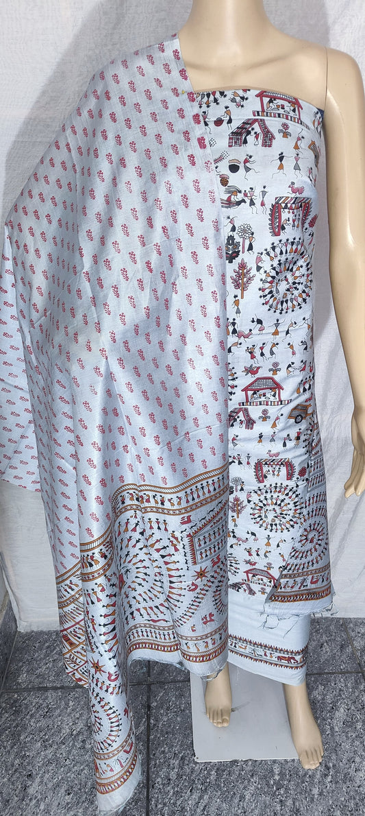 Bhagalpuri Katan Madhubani Printed Suits