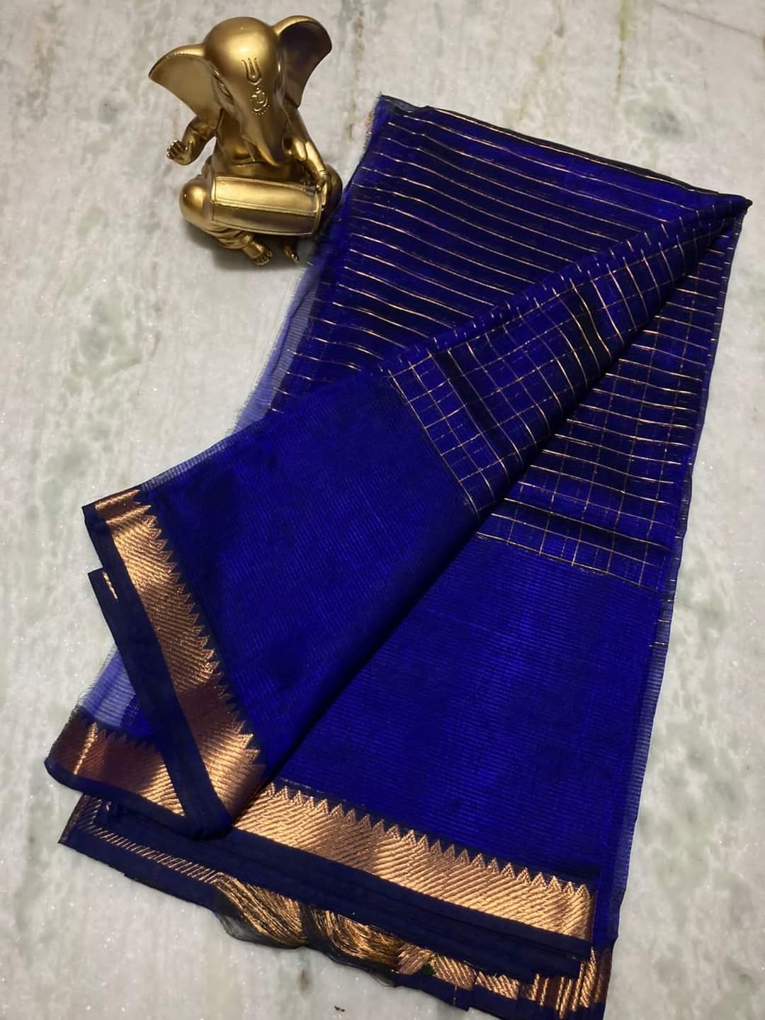 Pure Cotton Silk Mangalagiri Saree With Running Blouse .