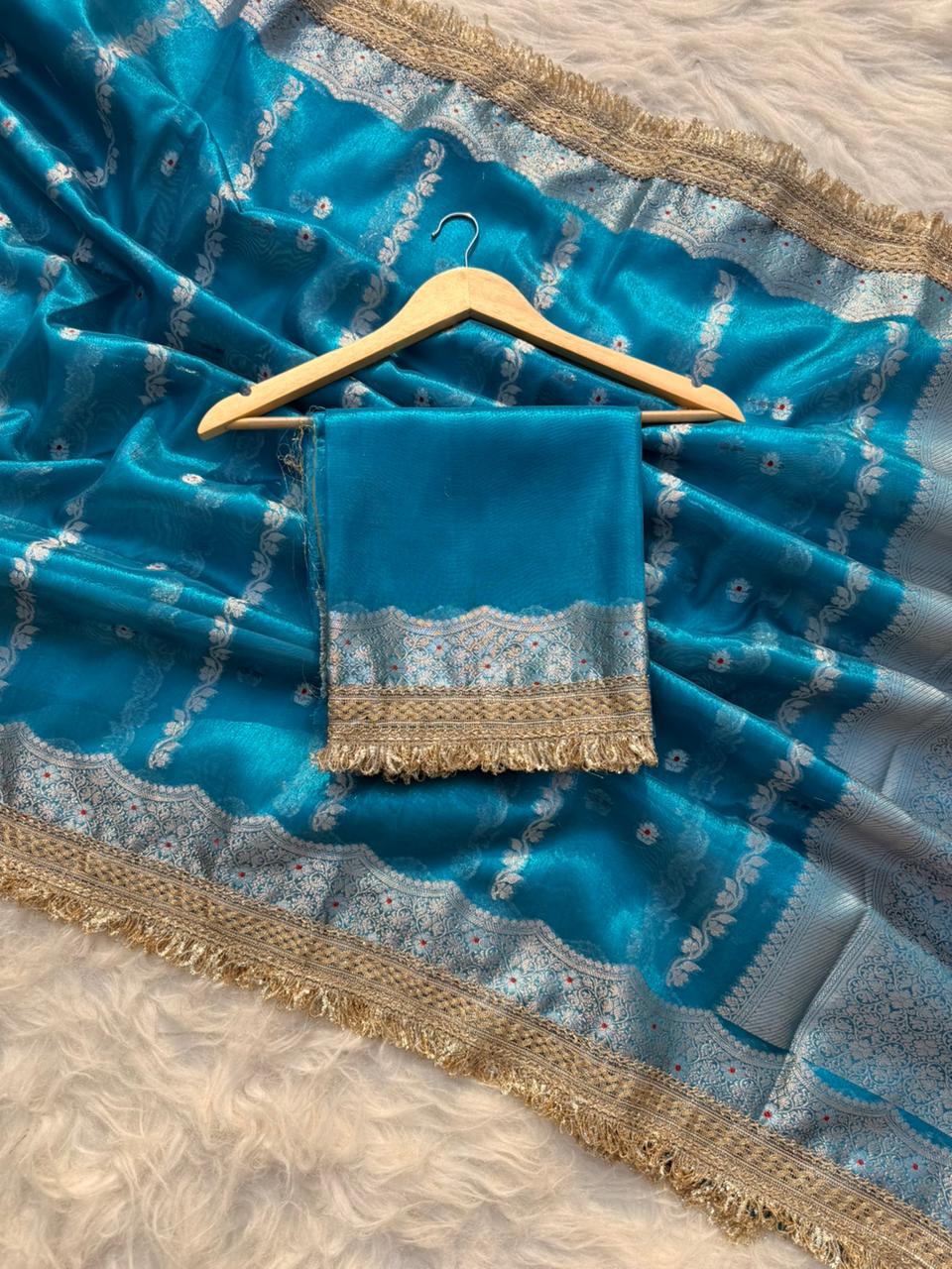 Banarasi Tissue Silk Tilfi Meena Work Saree.