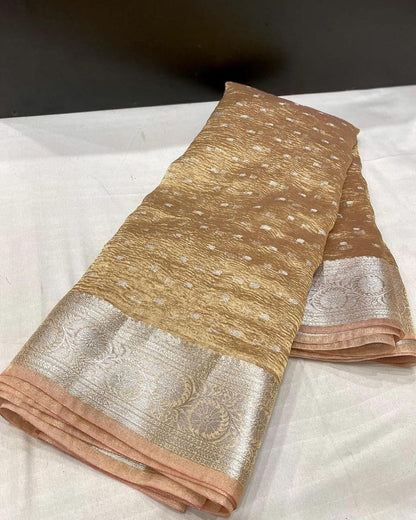 Banarasi Tissue Organza Crush Soft Silk Saree