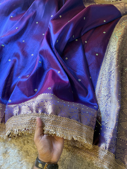 Banarasi Tissue lace Work Soft Silk Saree.