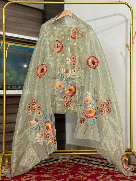 Banarasi  Tissue Silk Appliqué work Unstitched Suit