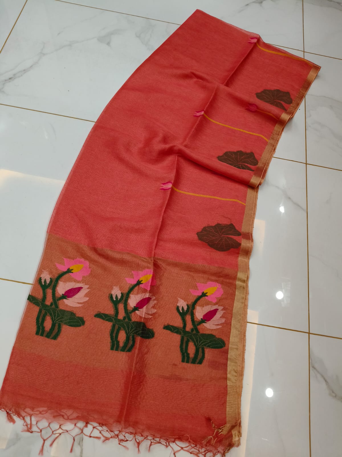 Pure Linen Tissue Saree with Blouse.