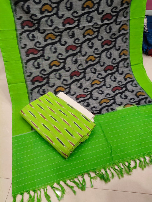 Pure Cotton Double Ikkat Unstitched Suit.