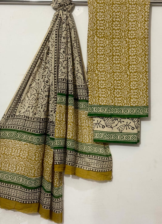 Pure Cotton Hand Block Printed Unstitched Suits.