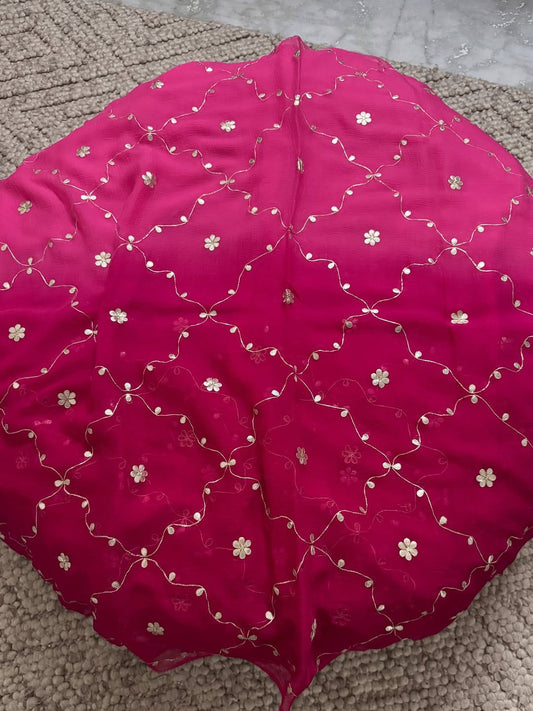 Pure Diamond Chiffon Ksb & Pati Work Butta Saree With Blouse.