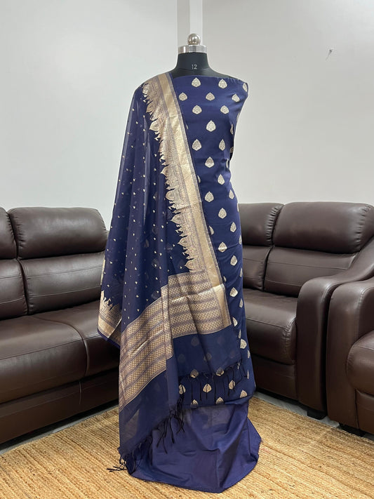 Exclusive Banarasi lorex Booti Unstitched Suits With Ganga Ghat Dupatta