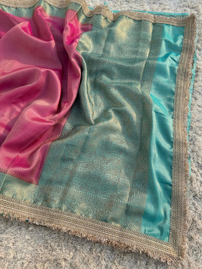 Banarasi Tissue lace Work Soft Silk Saree.