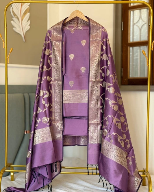 Banarasi Zari Work Unstitched Suit with Dupatta.