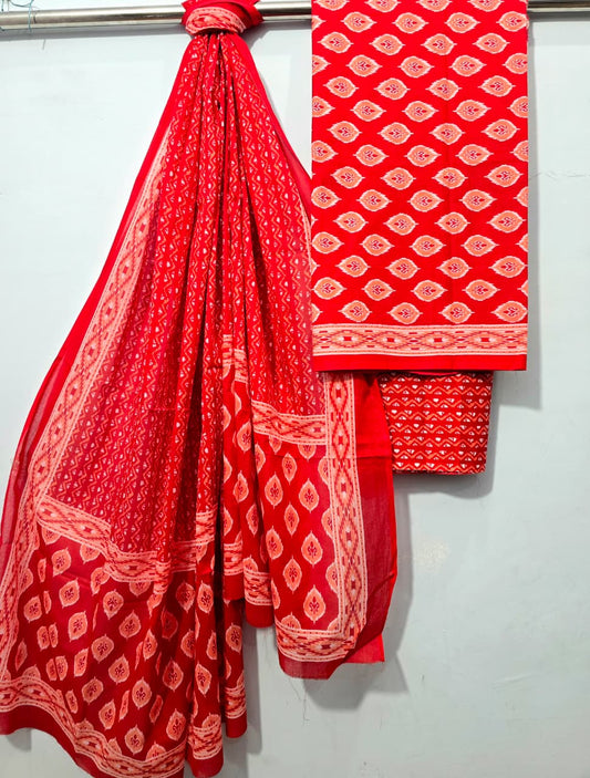Pure Cotton Hand Block Printed Unstitched Suits.