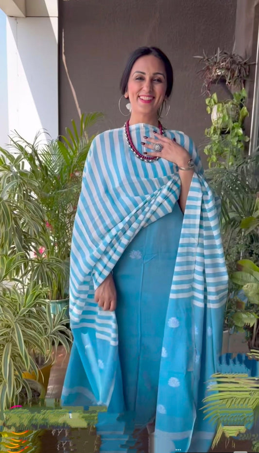 Pure Cotton Jamdani Unstitch Suit.