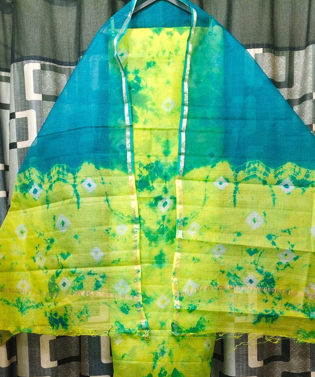 Pure Kota Doriya Silk Unstitched suit.