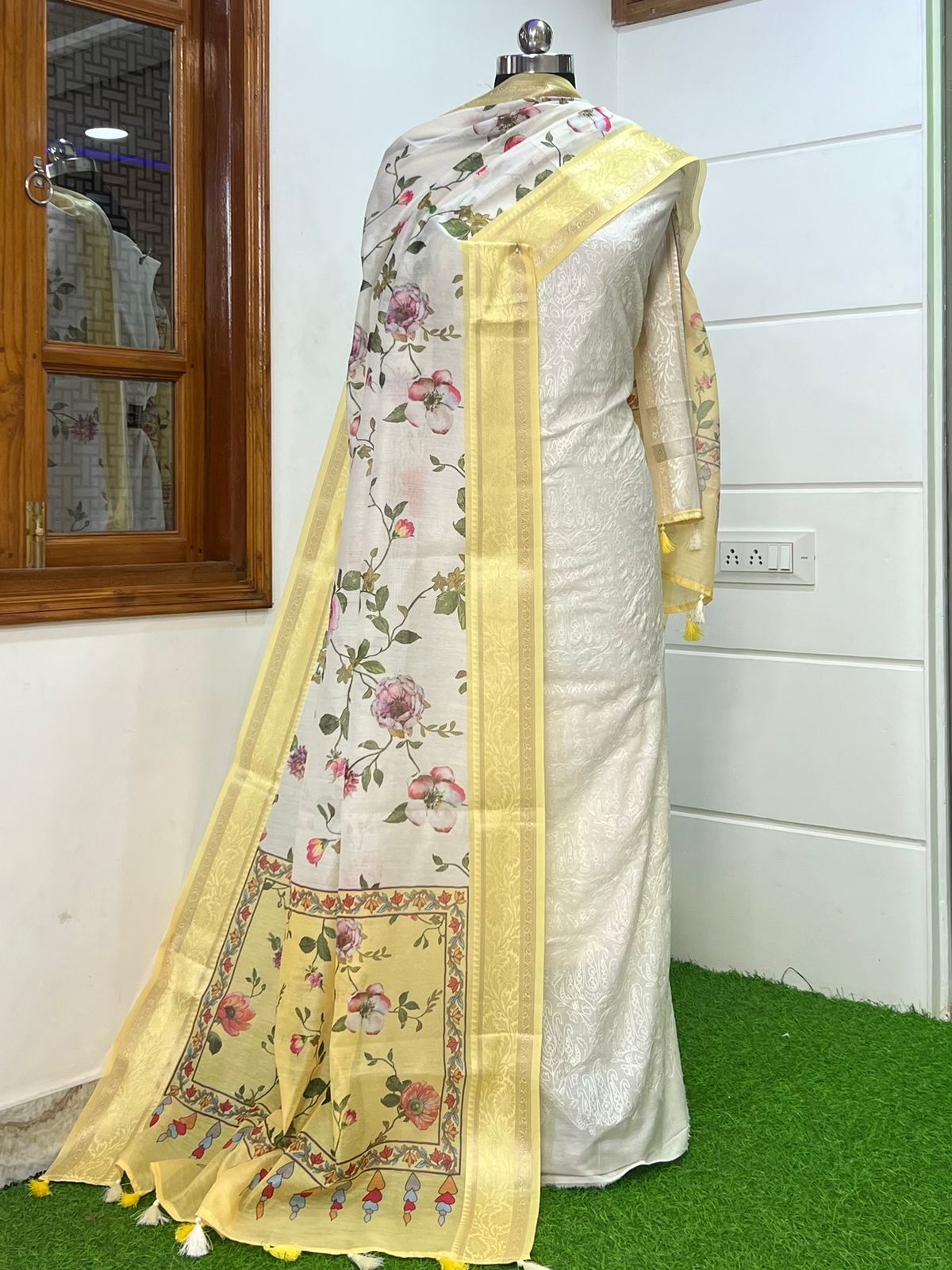 Banarasi Chanderi Embroidery Work Unstitched Suit With Digital Printed Dupatta