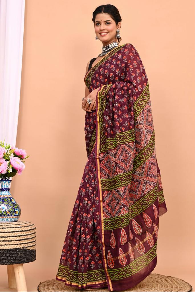 Beautiful Pure Chanderi Printed Silk Saree