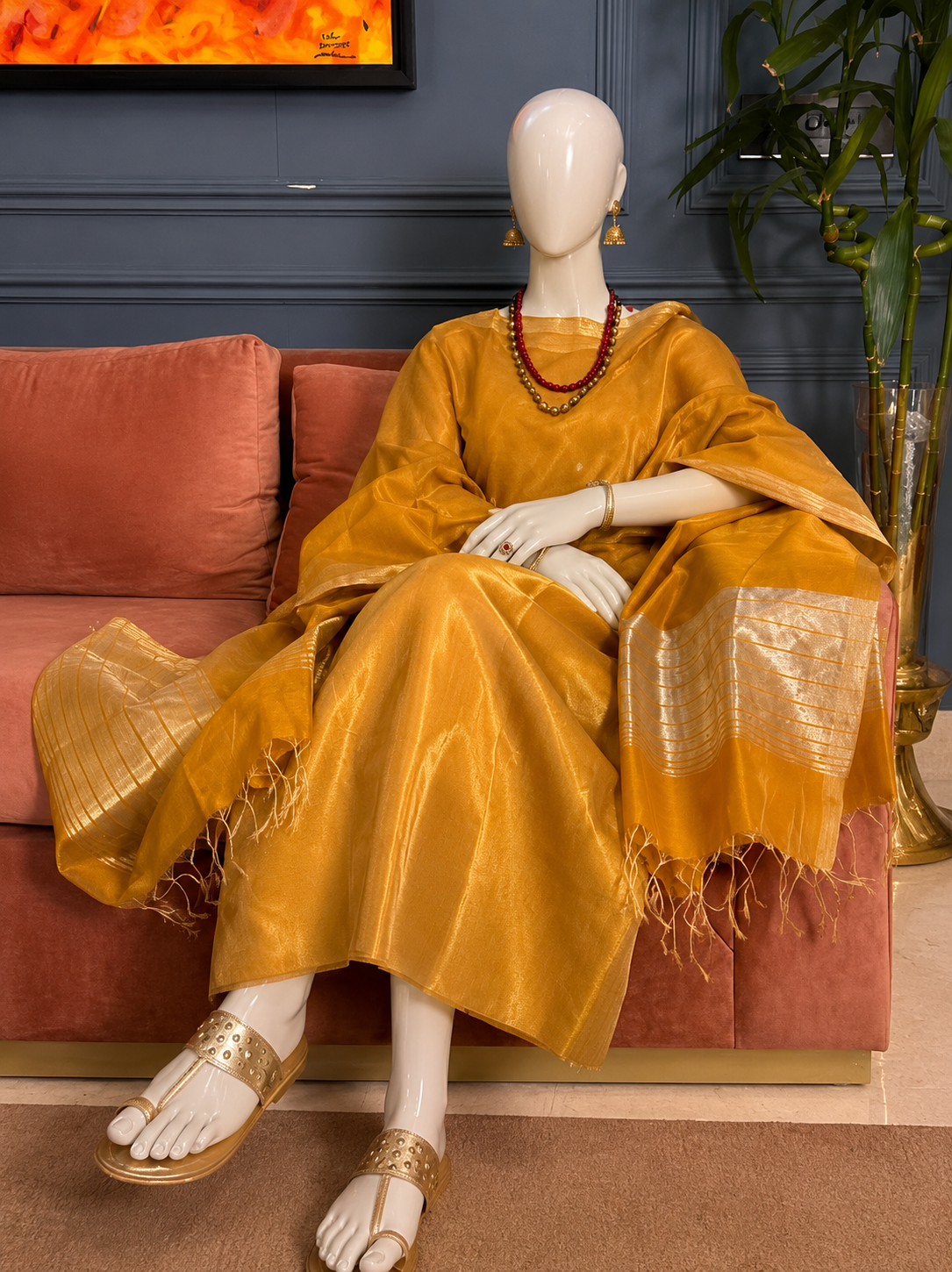 Pure Maheswari Silk Cotton Handwoven Unstitch Suit.