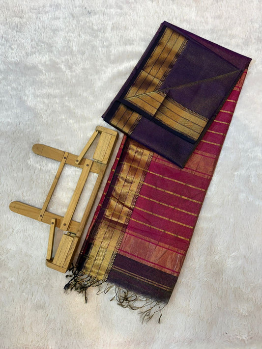 Pure Maheshwari Handloom Silk Saree.