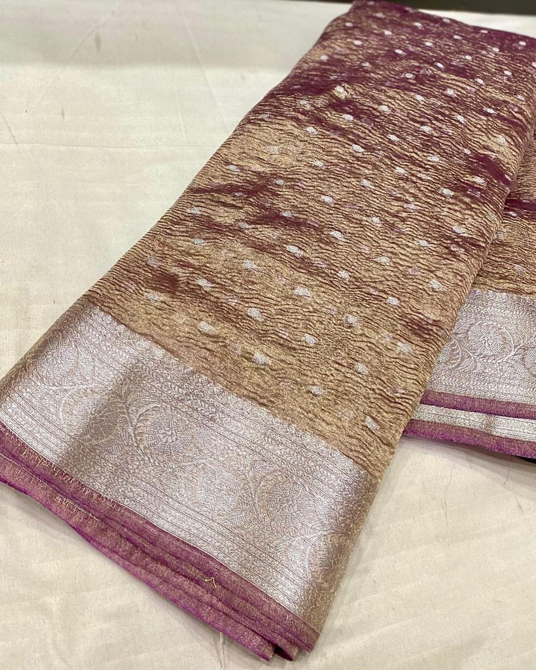 Banarasi Tissue Organza Crush Soft Silk Saree