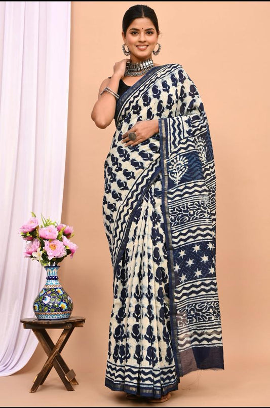 Beautiful Pure Chanderi Printed Silk Saree