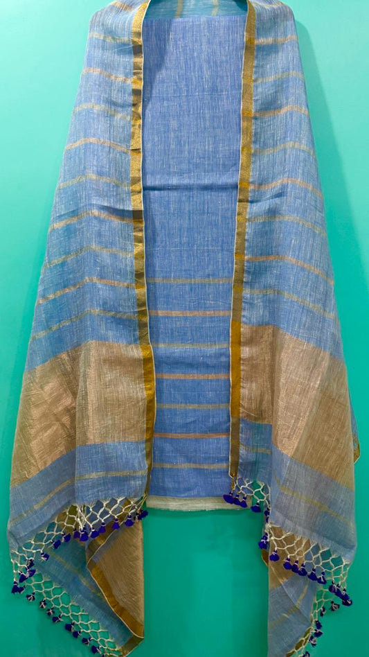 Pure Linen Jamdani Unstitch Suit.