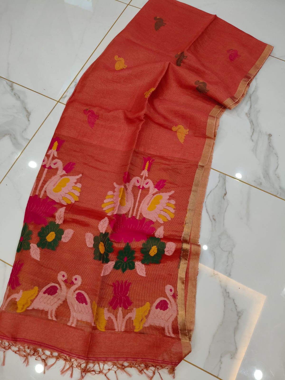 Pure Linen Tissue Saree with Blouse.